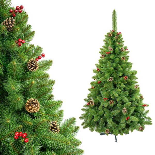 Sosna z naturalną szyszką i jarzębiną