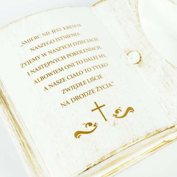 Księga Nagrobna z Podpórką ŚMIERĆ biało-złoty - 5 sztuk