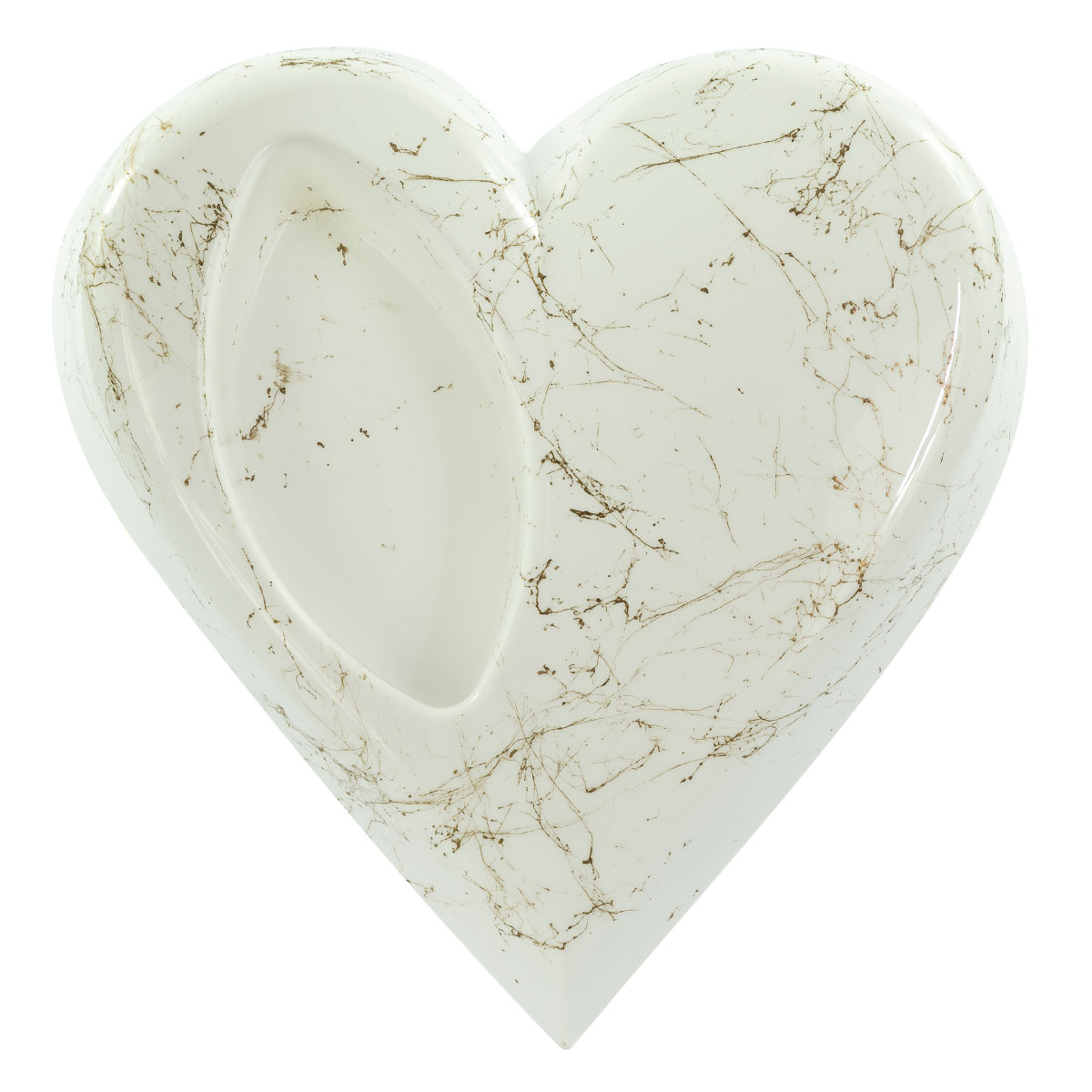 Serce białe | Podstawa pod stroik – złoty marmur | zestaw 5 sztuk