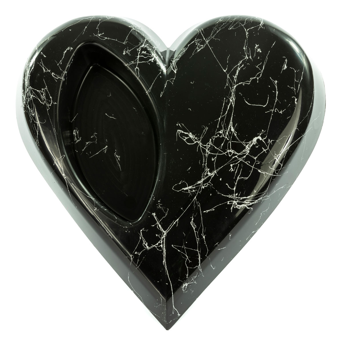 Serce czarne | Podstawa pod stroik – srebrny marmur | zestaw 5 sztuk