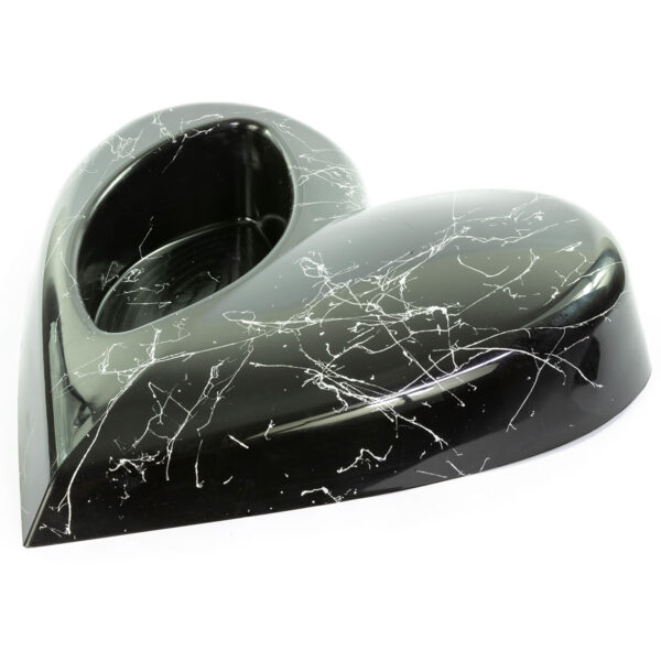 Alternative view of Serce czarne | Podstawa pod stroik – srebrny marmur | zestaw 5 sztuk