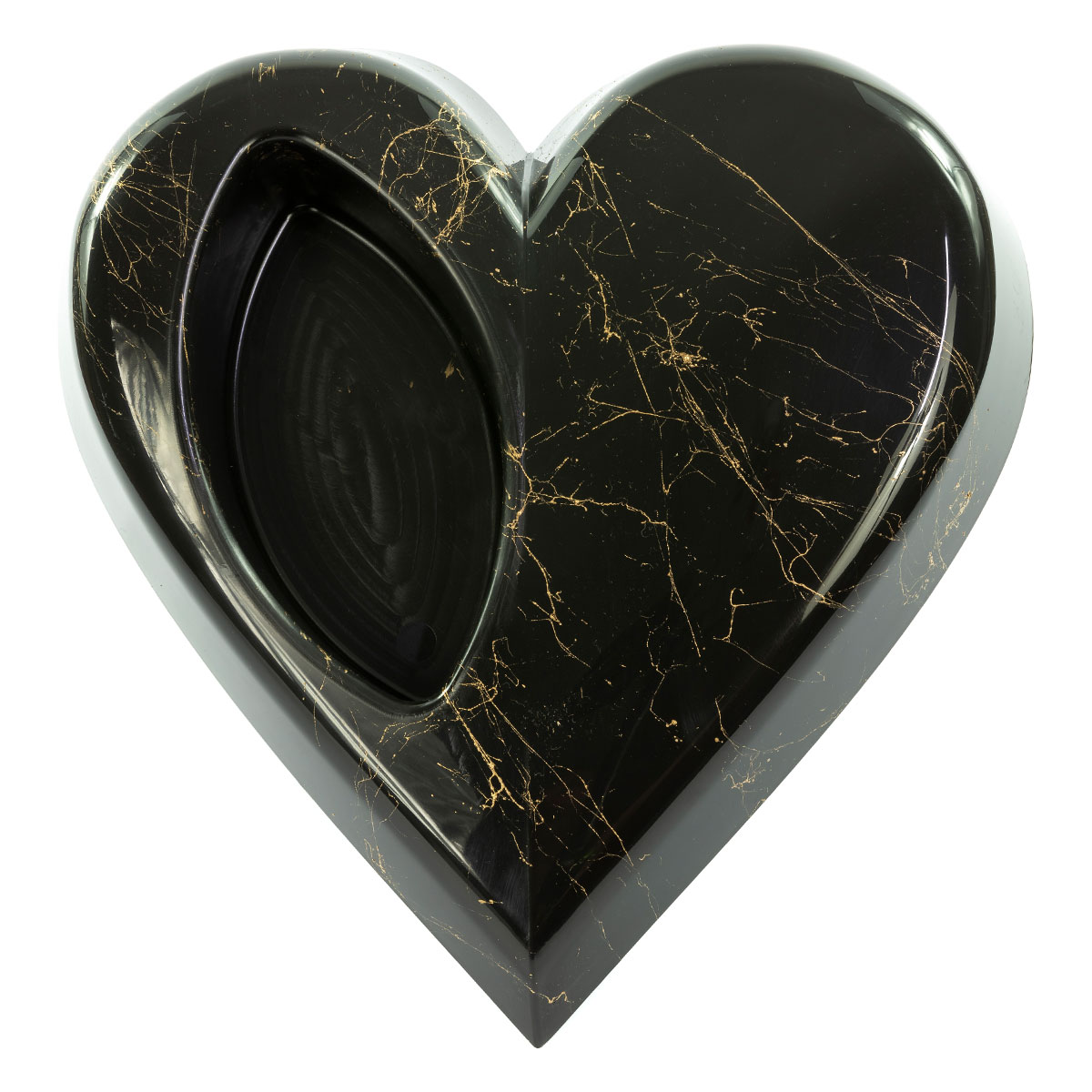 Serce czarne | Podstawa pod stroik – złoty marmur | zestaw 5 sztuk
