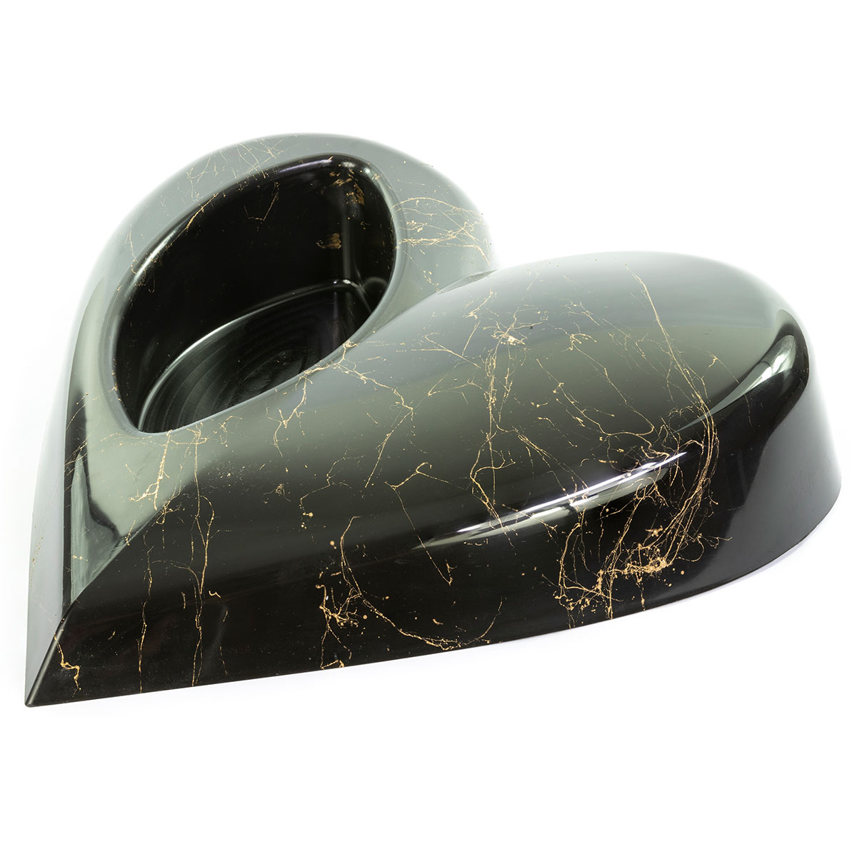 Serce czarne | Podstawa pod stroik – złoty marmur | zestaw 5 sztuk - obrazek 2